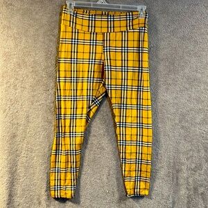 1X yellow & plaid pattern pant